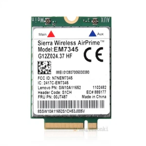 Sierra EM7345 04X6014 4G LTE WWAN Card For Lenovo X2 M1G X1C Thin S6P2 - Zdjęcie 1 z 5