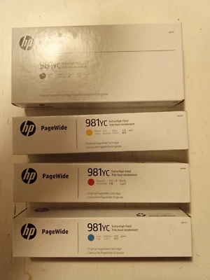 HP 981YC X4 BLACK CYAN MAGENTA YELLOW Original MFP E58650dn Flow MFP E58650z - Imagen 1 de 2