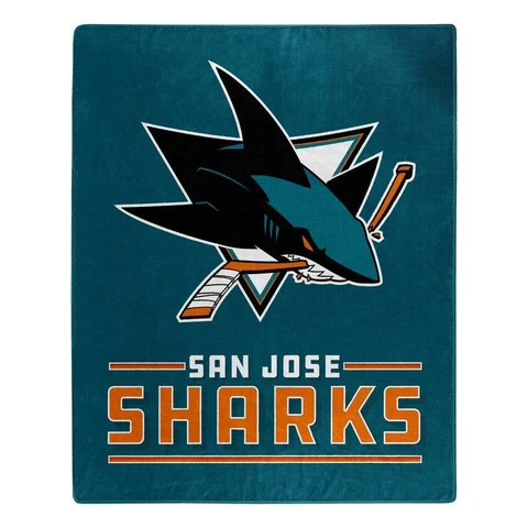 San Jose Sharks 50x60 Raschel Interference Design Blanket [NEW] NHL Throw Plush Cover