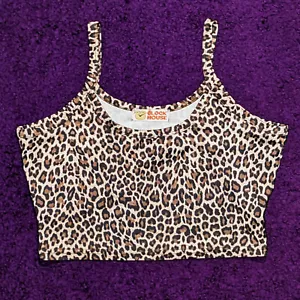 Vintage Women's 1990s Size L Leopard Print Animal Print Crop Top C&A Clockhouse - Picture 1 of 9