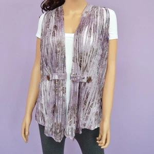 💜 NWT XS-S-M Purple Sleeveless Vest Open Front Buttons Lightweight - Picture 1 of 9