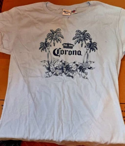 Corona Palm Trees BLUE JUNIORS T-shirt - Picture 1 of 2