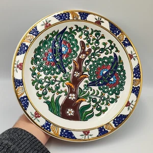Vintage handgefertigter Blumen Baum Wandteller von Elafos Keramik, Rhodos - 10 Zoll - Bild 1 von 14