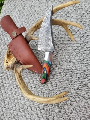 CUSTOM HAND MADE DAMASCUS STEEL BLADE SKINNING HUNTING KNIFE - Image 1 of 4