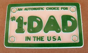 Vintage Kuchen Cupcake Topper Vatertag grün Nummernschild #1 Papa in USA unbenutzt - Bild 1 von 5