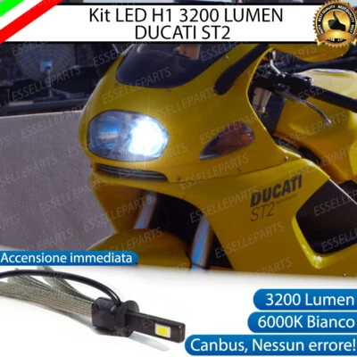 KIT A LED H1 6000K 3200 LUMEN DUCATI ST2 ANABBAGLIANTE ACCENSIONE RAPIDA NOERROR - Immagine 1 di 2