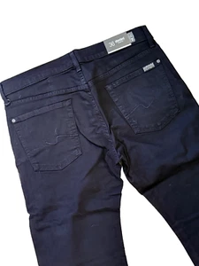7 FOR ALL MANKIND JEANS Standard Straight Leg Solid BLACK stretch JEANS NWT 36 - Picture 1 of 9