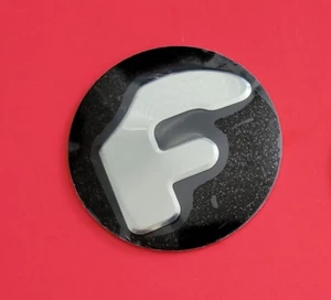 Forgiato center cap logo decal emblem sticker black with chrome F single (1) - Picture 1 of 2