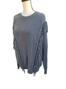 Ralph Lauren Pullover Damen mittelgrau 100% Baumwolle Fransen - Bild 1 von 8