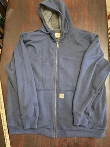 Carhartt Rain Defender Blue Zip Up Sherpa Lined Hoodie Jacket XXXL - Bild 1 von 8