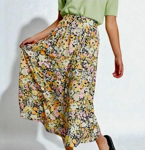 ASOS Pull On Midi Skirt Size 10 Bright Floral A Line Swing Cottagecore Pockets - Picture 1 of 8