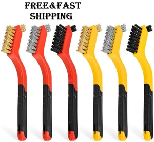 6er Pack kleines Drahtbürsten-Set - 7 Zoll Messingbürste/Stahlbürste/Nylonbürste mit Cu - Bild 1 von 7