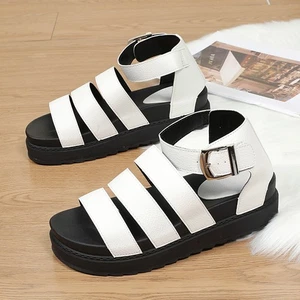 LADIES WOMENS FLATFORM GLADIATOR PLATFORM CHUNKY SOLE STRAPPY SUMMER SANDALS - Picture 1 of 6