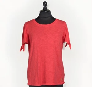 Michael Kors, No Care Tag, rosa T-Shirt mit Bindeärmeln und Rundhalsausschnitt Größe M gebraucht, in einwandfreiem Zustand - Bild 1 von 14