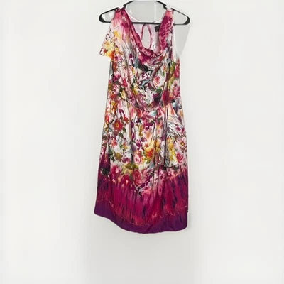 Trulli Multi-Colored Floral Sleeveless Dress w/ Draped Neckline & Ruffle Sz 8 - Image 1 of 3