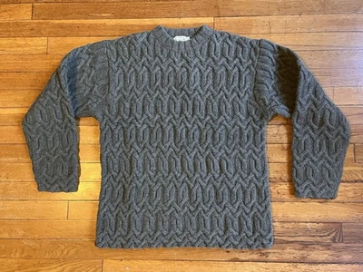 VINTAGE J Crew Wool Cable Knit Aran Fisherman Sweater Men’s Extra Small Grey - Image 1 of 4