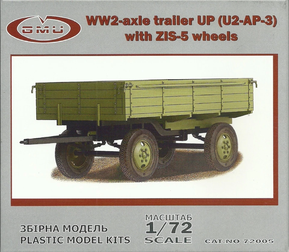 Rimorchio A Due Assi GMU Modello 1/72 Con Ruote ZIS-5 - Immagine 1 di 1