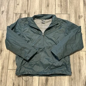 Youth Large Vintage Nike Half Zip Windbreaker Gray Tag Green  - Picture 1 of 6