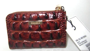 Portafoglio piccolo Brahmin Anita con cerniera in pelle marrone pecan nuovo con etichette $125 - Foto 1 di 8