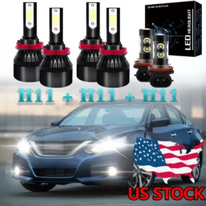 For 2007-2018 Nissan Altima Combo LED Headlight Hi/Low+Fog Light bulbs Kit White - Foto 1 di 12