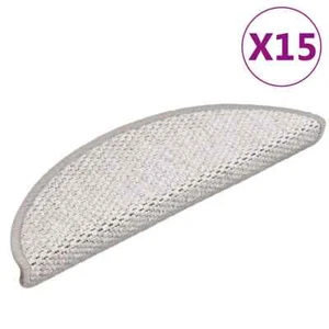 vidaXL Stair Mats Self-adhesive Sisal-Look 15 pcs 56x17x3 cm Platina - Picture 1 of 9