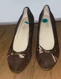 New Ralph Lauren Women Shoe Size 8 B Brown Leather Suede Wedge Heel Pump - Picture 1 of 8