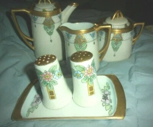 CT Altwasser Carl Tielsch CREAMER SUGAR BOWL JARRA sal/pimienta art nouveau - Imagen 1 de 9