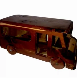 Large Vintage Cedar Hut Handmade Bus Step Van Rolling Rare Toy Figurine MCM - Picture 1 of 9