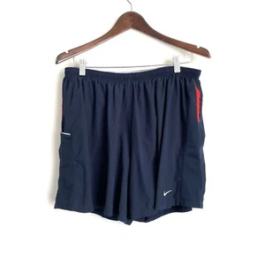 Pantalones cortos NIKE para hombre XL Dri Fit azul marino forrados de 4,5" con cordón elástico en la cintura TT6 - Imagen 1 de 6