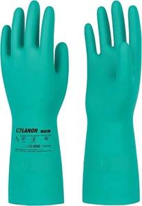 LANON 3 Pairs Nitrile Chemical Resistant Gloves Reusable Heavy-Duty Rubber Glove - Picture 1 of 8