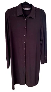 Norma Kamali Black Long Sleeve Button Up Ponte Knit Shirt Dress Midi Women’s M - Picture 1 of 13