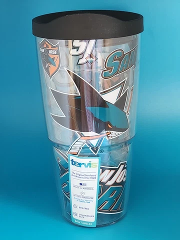 NEW Tervis NHL San Jose Sharks 24 Oz Tumbler BPA Free USA Made Cover