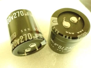 Nippon Chemi-Con 270uf 400V SNAP IN CAPACITORS 2x SMH400VSSN270M JAPAN 30x35mm - Picture 1 of 3