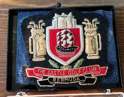 Parche bordado vintage de cuentas doradas de 3,5" para club de golf Castle Harbour Bermuda Foto 1 de 4