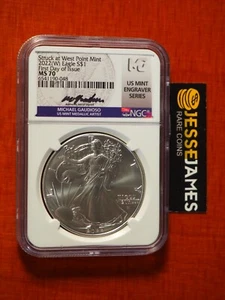 2022 (W) SILVER EAGLE NGC MS70 FIRST DAY OF ISSUE STRUCK AT WEST POINT GAUDIOSO  - Picture 1 of 2