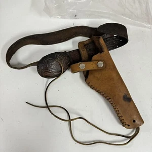 Vintage Leather Toy Holster and Belt Cowboy Pretend Western With Buckle Rita- LN - Picture 1 of 5