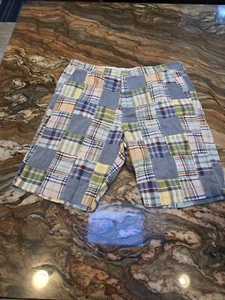 Pantaloncini vintage J Crew Field uomo 35 quadri patchwork indiano Madras fronte piatto Y2K - Foto 1 di 9