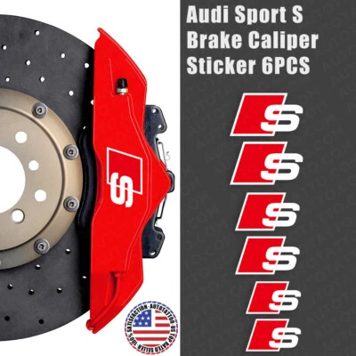 For Audi S Sport Car Wheels Brake Caliper Sticker 3D Decal Logo Decoration White - Image 1 of 4