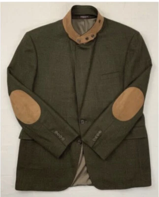 Vtg. EVAN PICONE Mens Wool Tweed Dark Green Sport Coat Jacket-SUEDE ELBOW PATCH - Image 1 of 4