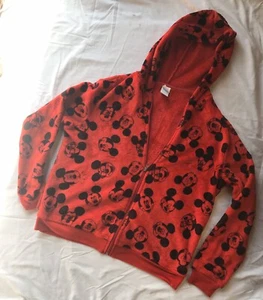 Disney Mickey Mouse Red Fleece Jacket Hood Zip Up Girl’s Size L (11-13) - Picture 1 of 3