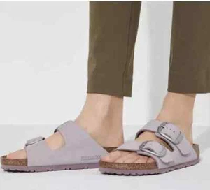 NWOT BIRKENSTOCK ARIZONA BIG BUCKLE SLIDE SANDALS YOMO LILAC SZ 10-10.5US/ 41EU - Picture 1 of 11