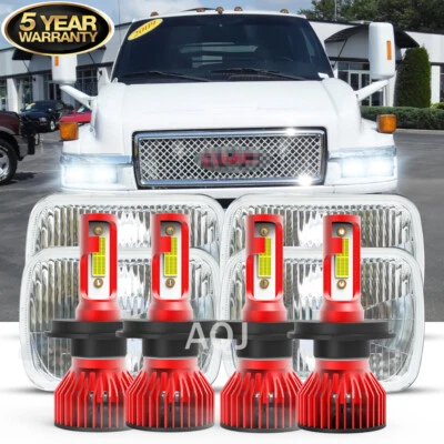 4PCS Fit Kodiak C4500 C5500 2003 2004 2005-2009 4x6''LED Headlights HI-LOBeam - Image 1 of 4