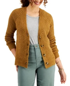 MSRP $60 Style & Co Cropped Boyfriend Cardigan Brown Size XL (MISSING BUTTON) - Picture 1 of 2