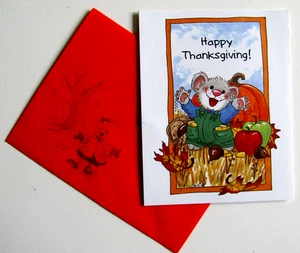 Vintage Current Suzy's Zoo THANKSGIVING Greeting Card, & Env. - Herkimer - Picture 1 of 10
