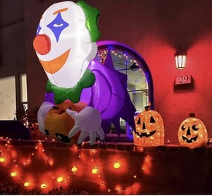 Halloween Decor Combo 5 Ft Inflatable Joker w/ Built In LED & Two 5 Ft Spiders - Picture 1 of 11
