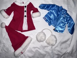 Lot Of American Girl Clothes Santa's Helper Dress & Hat & Ski Jacket W/Ear Muffs - Picture 1 of 19