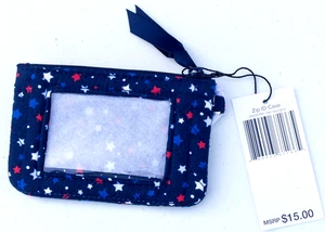 Vera Bradley kultiges Ausweisetui mit Reißverschluss in Star Spangled.  Neu mit Etikett - Bild 1 von 3