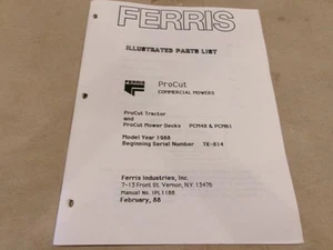 FERRIS ILLUSTRATED PARTS LIST 18 H.P. TRACTOR AND 48" & 61" MOWER DECK - Picture 1 of 1