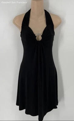 Vestido para mujer Rampage negro de ajuste regular sin mangas con cuello halter talla pequeña Foto 1 de 4