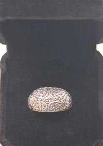 Vintage Sterlingsilber strukturierter Schnörkel Kuppel Ring Größe 6,5 - Bild 1 von 5